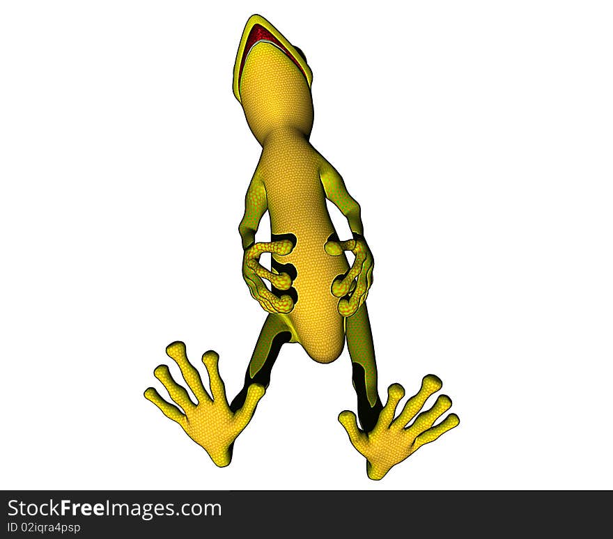 This is a gecko, he is green with yellow belly!. This is a gecko, he is green with yellow belly!