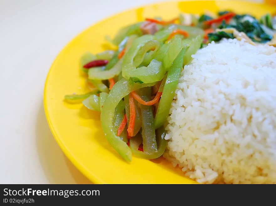 Oriental style healthy vegetarian meal with variety of vegetables. Concepts such as food and beverage, and travel and cuisine, and diet and nutrition.