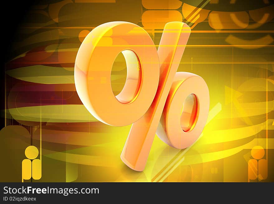 Digital illustration of  percentage in color background