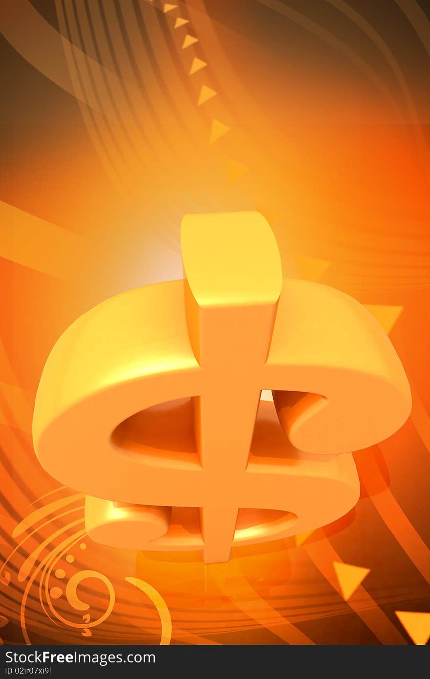 Digital illustration of  dollar sign  in color background