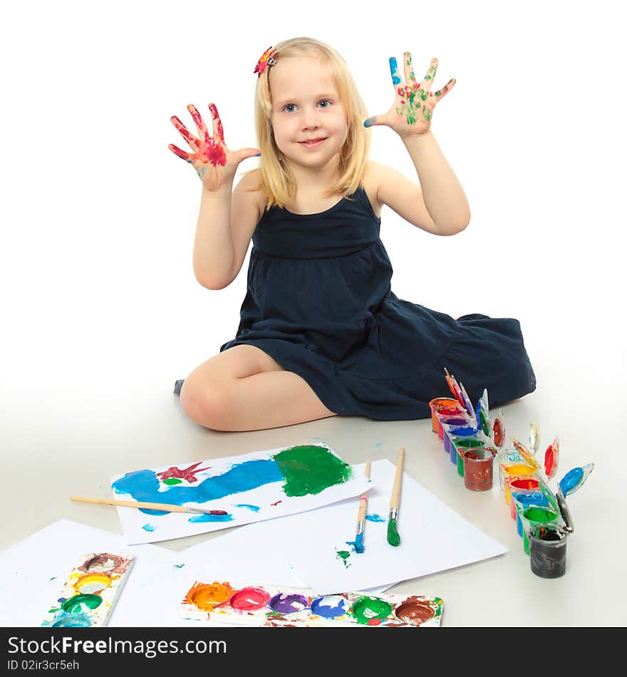 Little Girl With Painted Hands