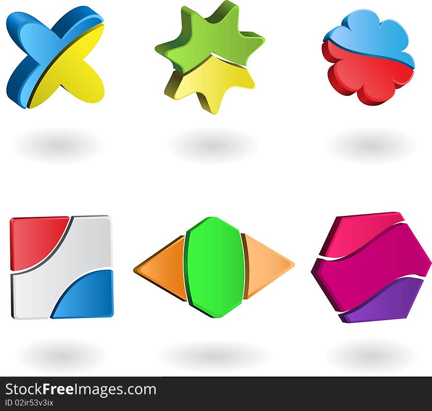 Set of three-dimensional company logos. Set of three-dimensional company logos