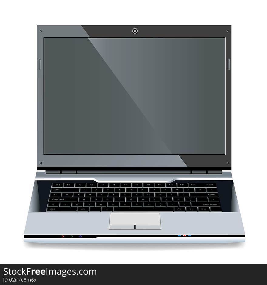 Opened laptop on a white background.