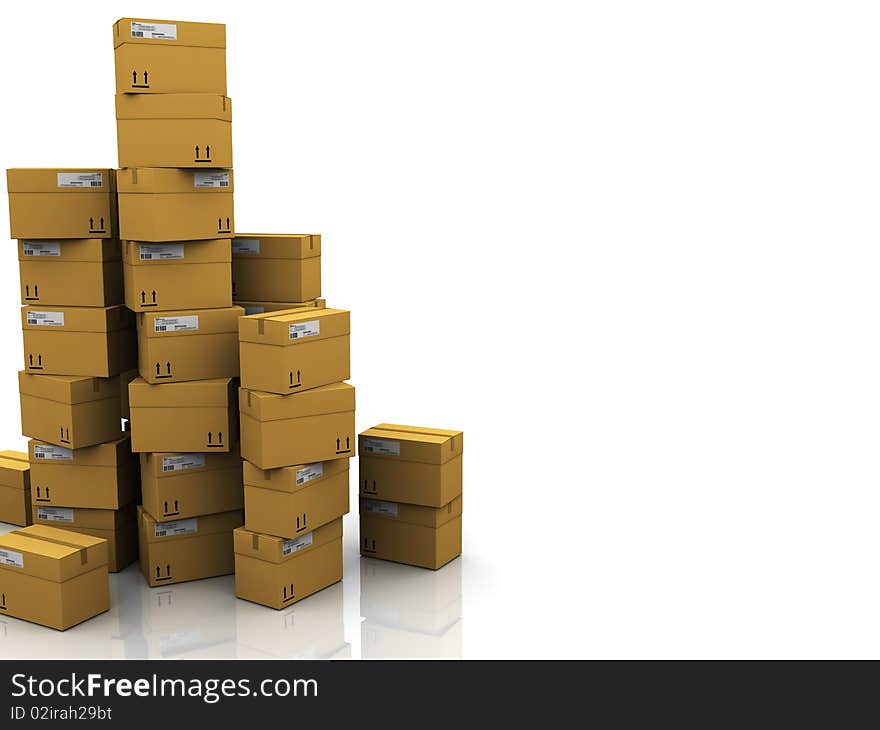 Abstract 3d illustration of carton boxes background. Abstract 3d illustration of carton boxes background