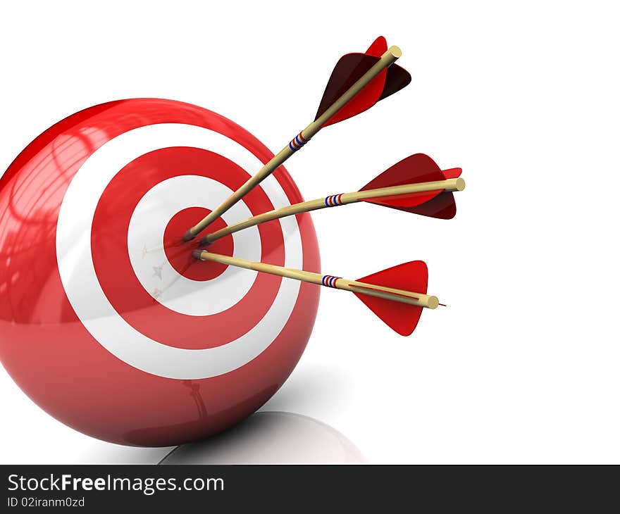 Abstract 3d illustration of three arrows in target