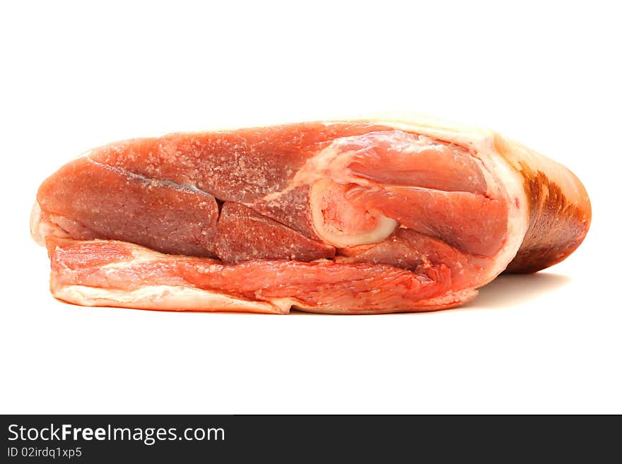 Raw pork (leg). Image series of different food on white background. Raw pork (leg). Image series of different food on white background