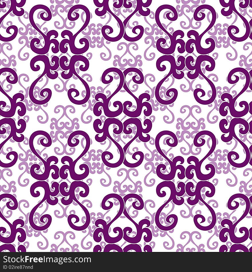 Seamless violet swirl ornament pattern. Seamless violet swirl ornament pattern