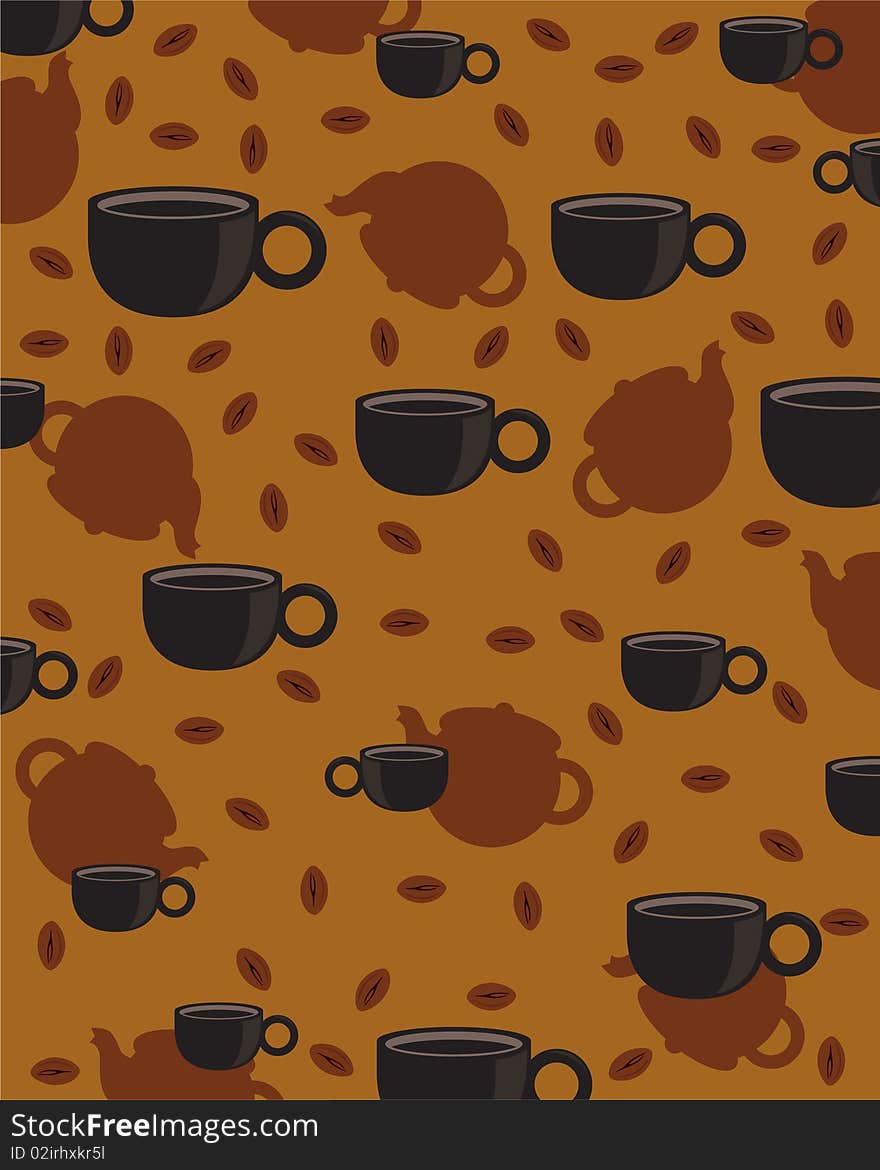 Coffee Cups And Kettles Classic Wallpaper