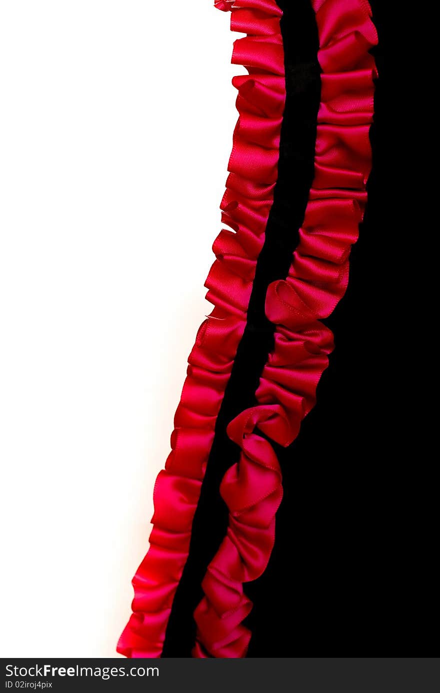 Red ribbon isolated on balck and white