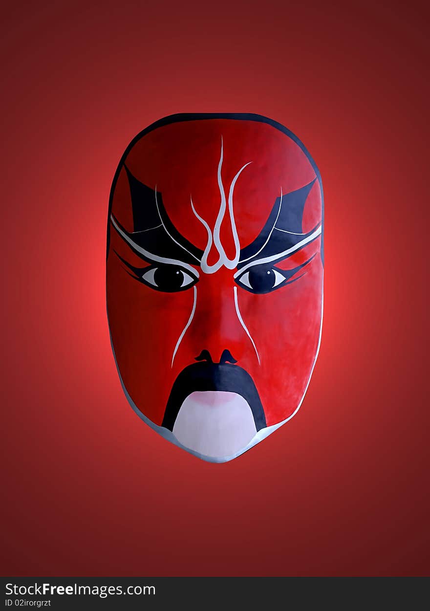 Mask of chinese opera with red isolated background