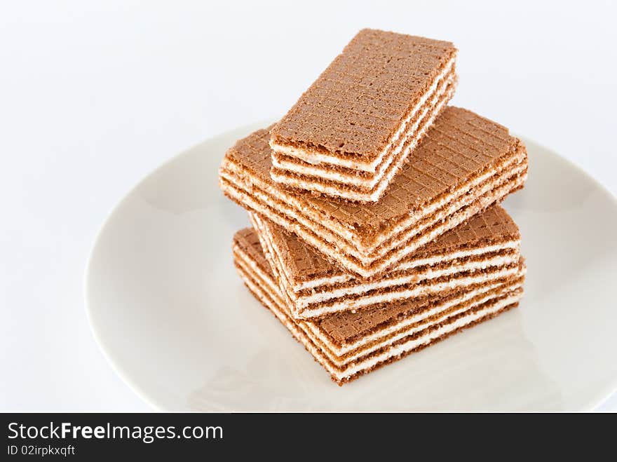 Wafers on the white plate