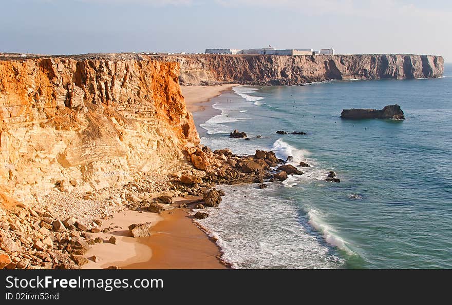 Rocks at the coastline of atlantic ocean in summer