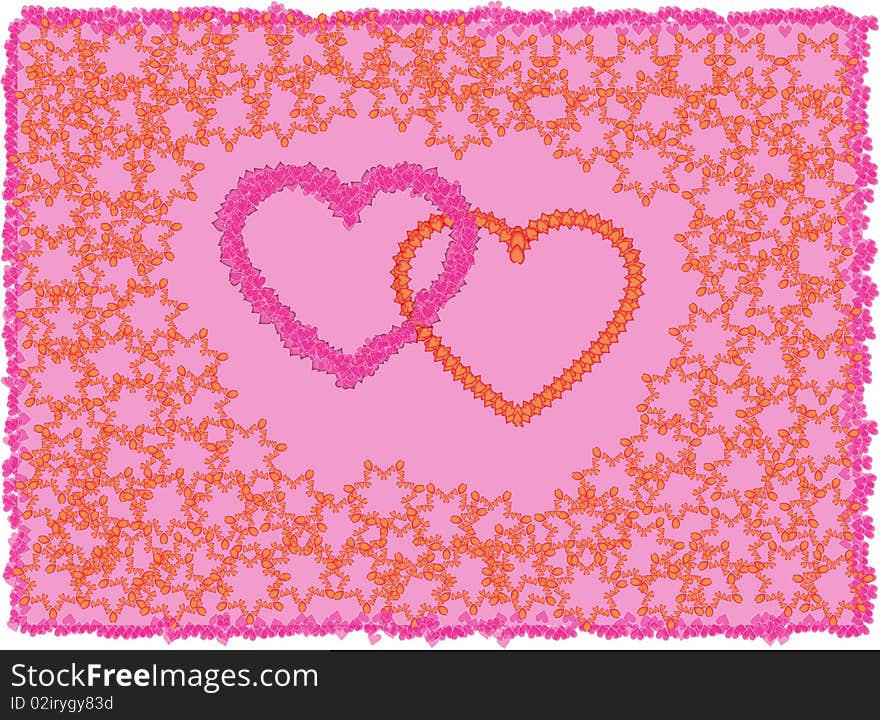 Frame with hearts  isolated on a pink background