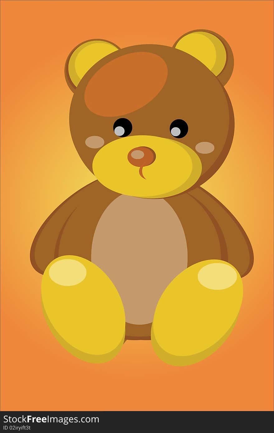 Illustration of the toy bear isolated on an orange-yellow background. Illustration of the toy bear isolated on an orange-yellow background