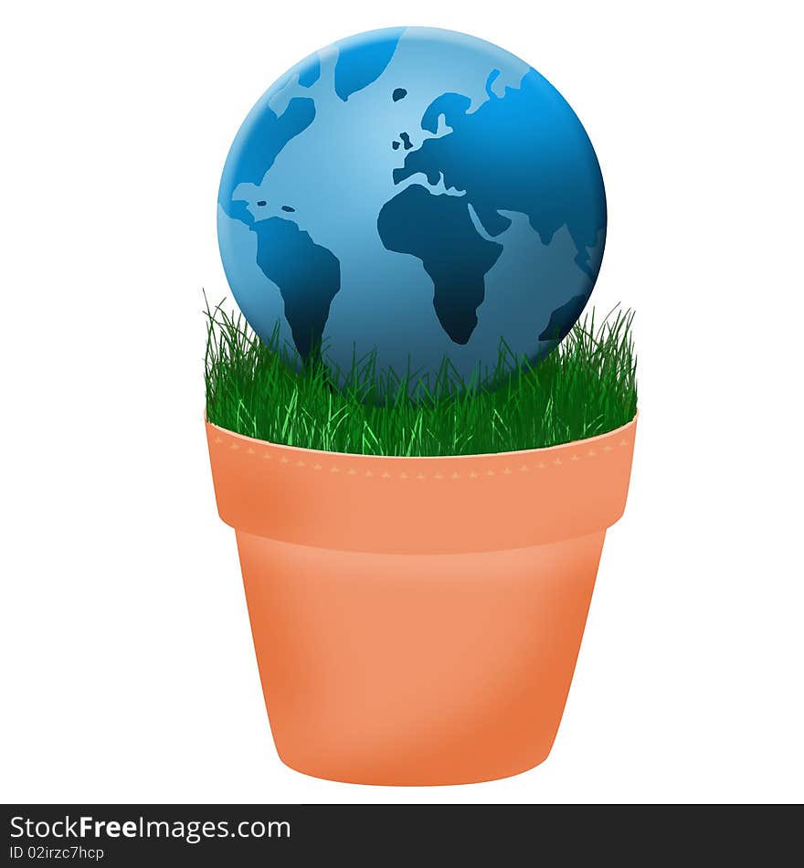 Globe placed in the flower pot