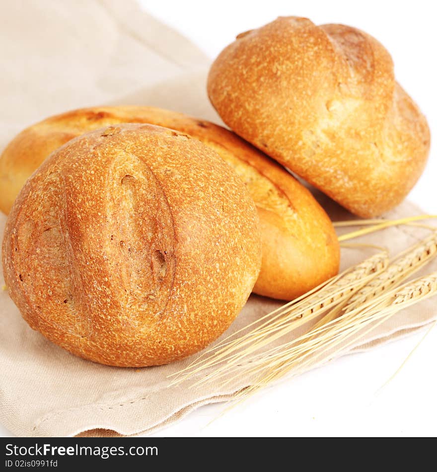 Fresh bread isolated on a white background