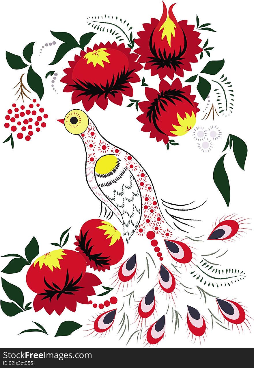 Firebird sings in thickets of colours and berries.