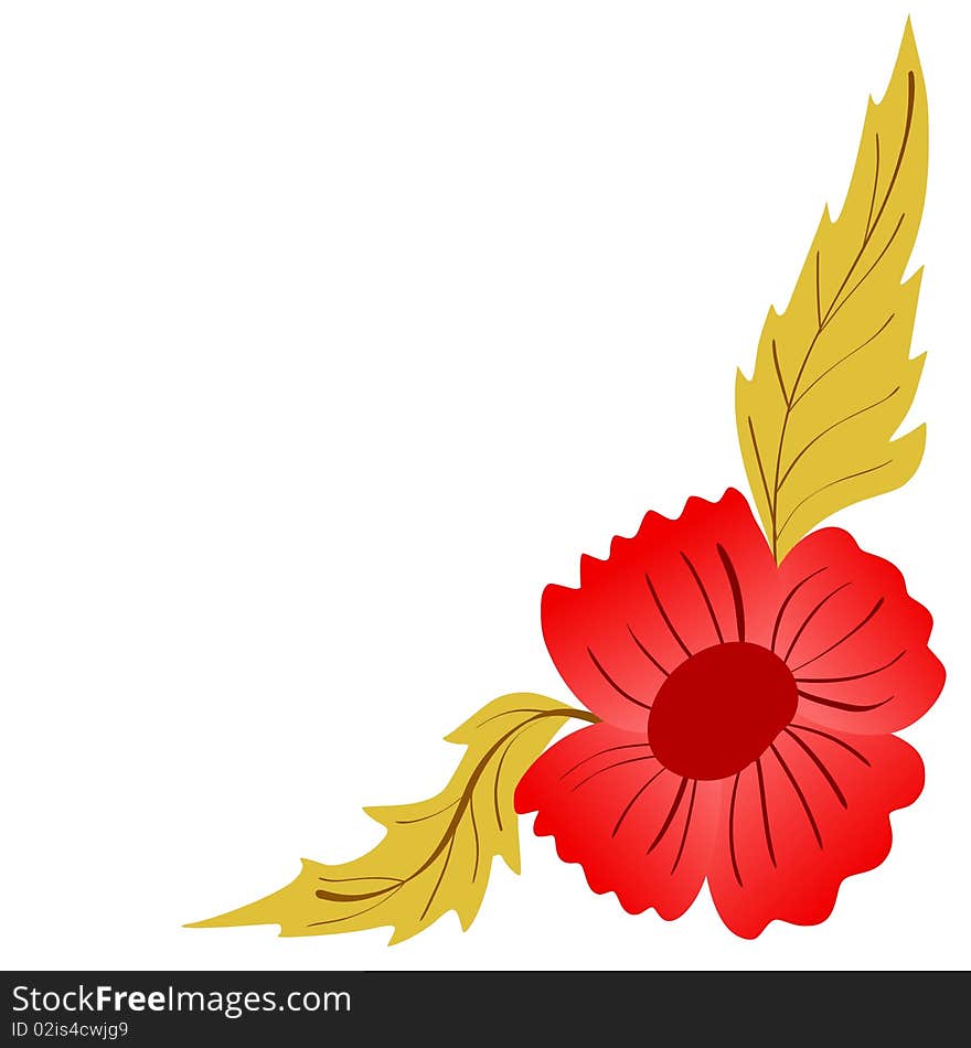 Vector colored illustration of corner floral design