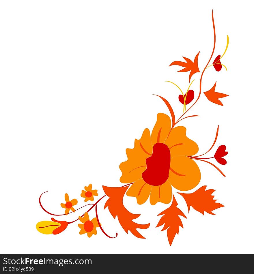 Vector colored corner floral composition