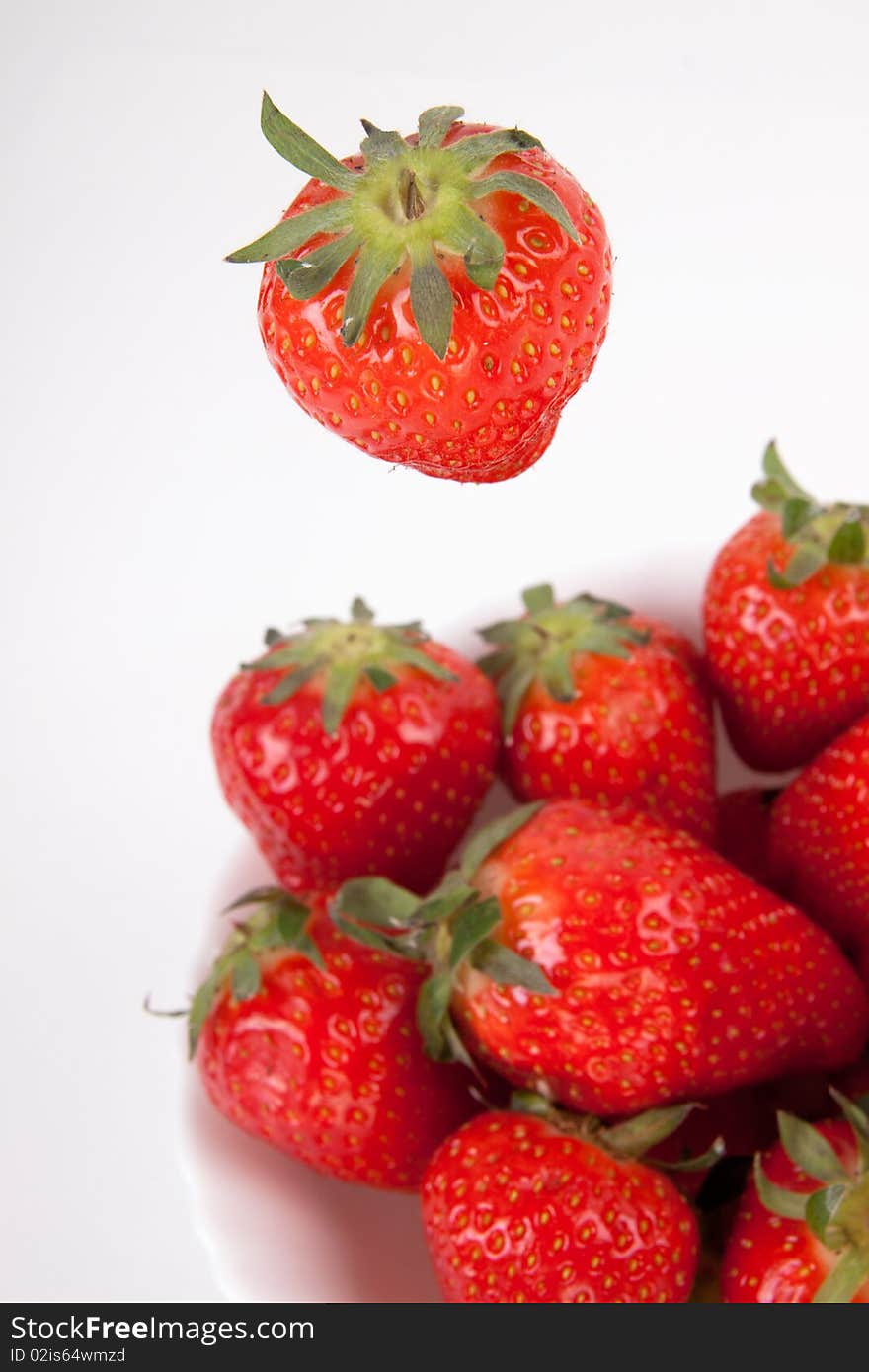 Sweet strawberry and white plate