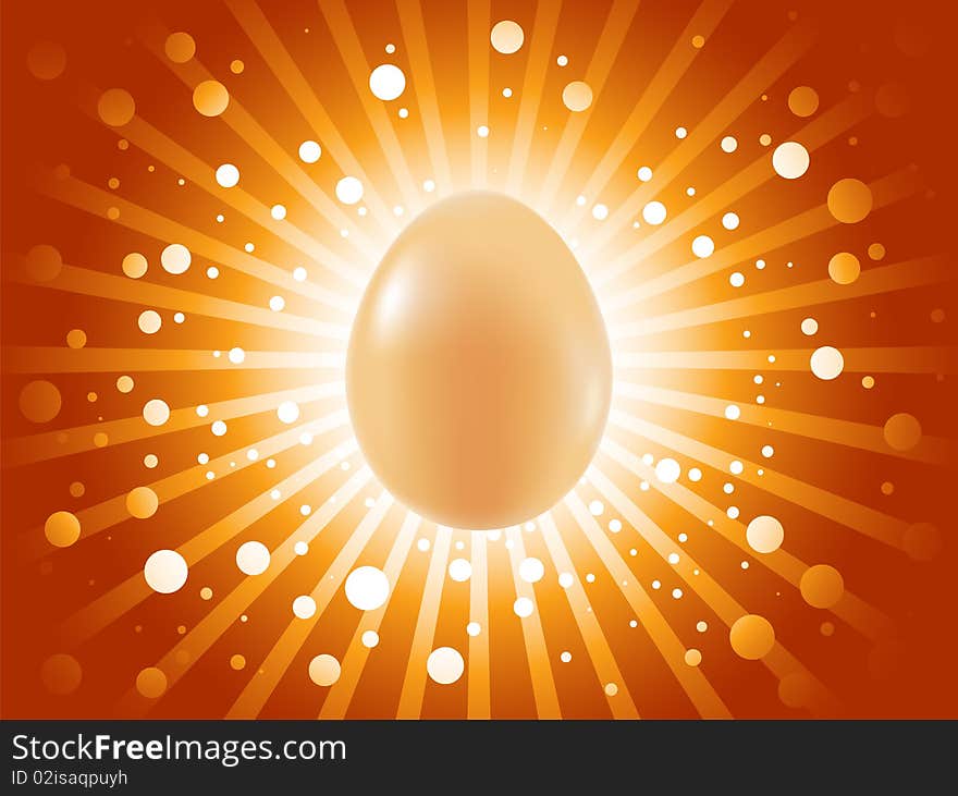 Beautiful Easter egg background with sunny rays and circles