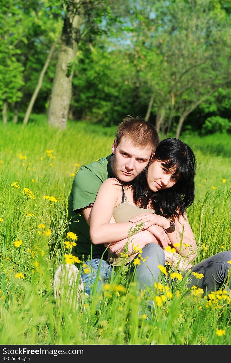 Young beautiful couple relaxing outdoor