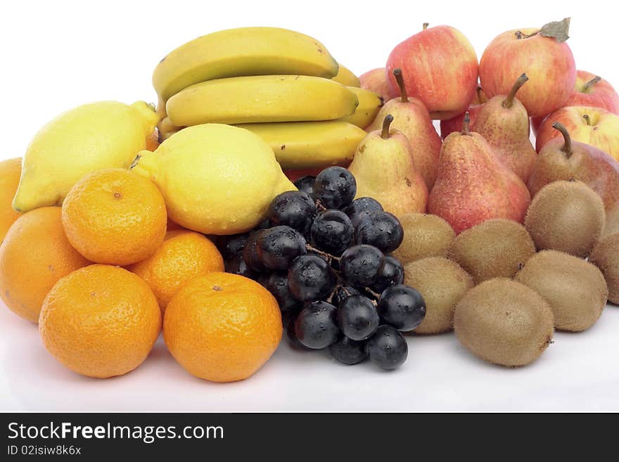 Fruit selection mix isolated over white