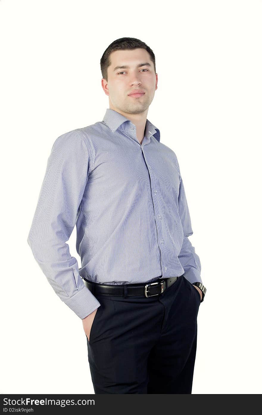 Young man posing on a white background. Young man posing on a white background