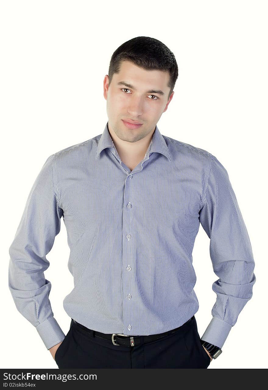 Young man posing on a white background. Young man posing on a white background