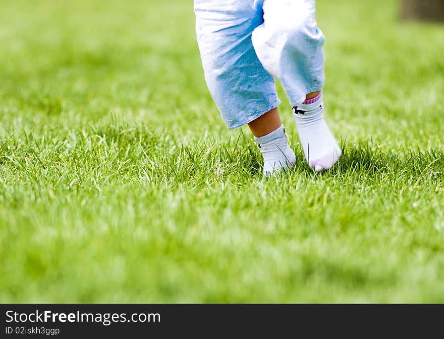 Children in the green lawn