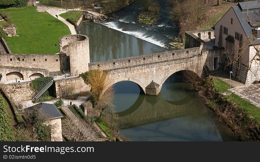 Stone bridge dating from the dark ages, Luxembourg. Stone bridge dating from the dark ages, Luxembourg