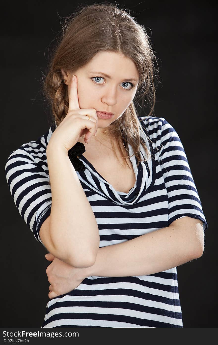 Beautiful woman blue eyes. Isolated over black background. Beautiful woman blue eyes. Isolated over black background