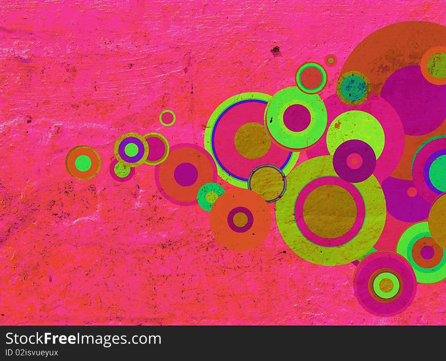 Grunge circles on the wall, abstract background