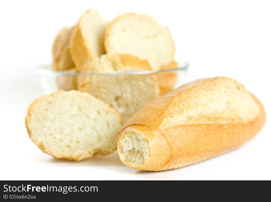 Closeup Of Cut Bread Isolated On White. Closeup Of Cut Bread Isolated On White