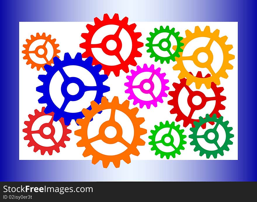 Colorful cogwheels on a white background