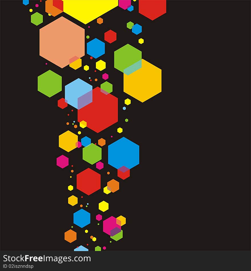 Illustration color hexagons on a black background. Illustration color hexagons on a black background