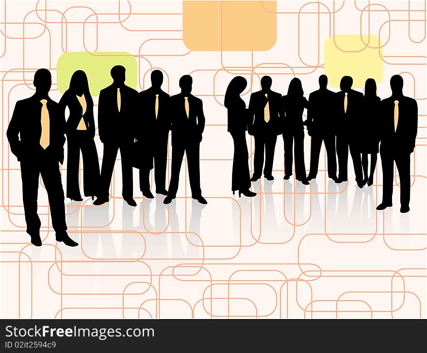 Illustration of business people and abstract