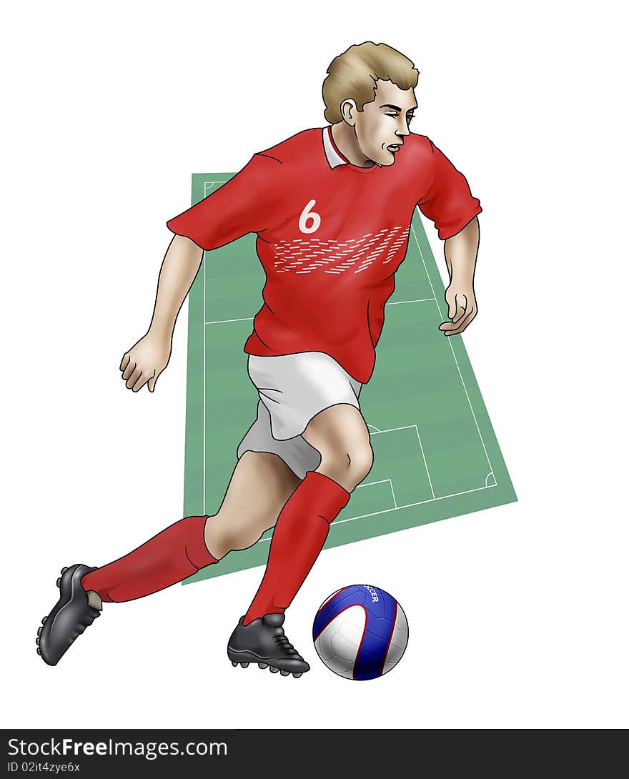 Team  Denmark
Realistic illustration of a soccer player wearing his national team uniform - Soccer pitch on the background. Team  Denmark
Realistic illustration of a soccer player wearing his national team uniform - Soccer pitch on the background