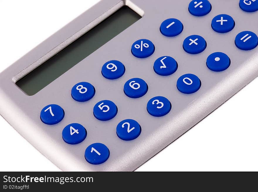 Close Up Of Calculator on plain white background