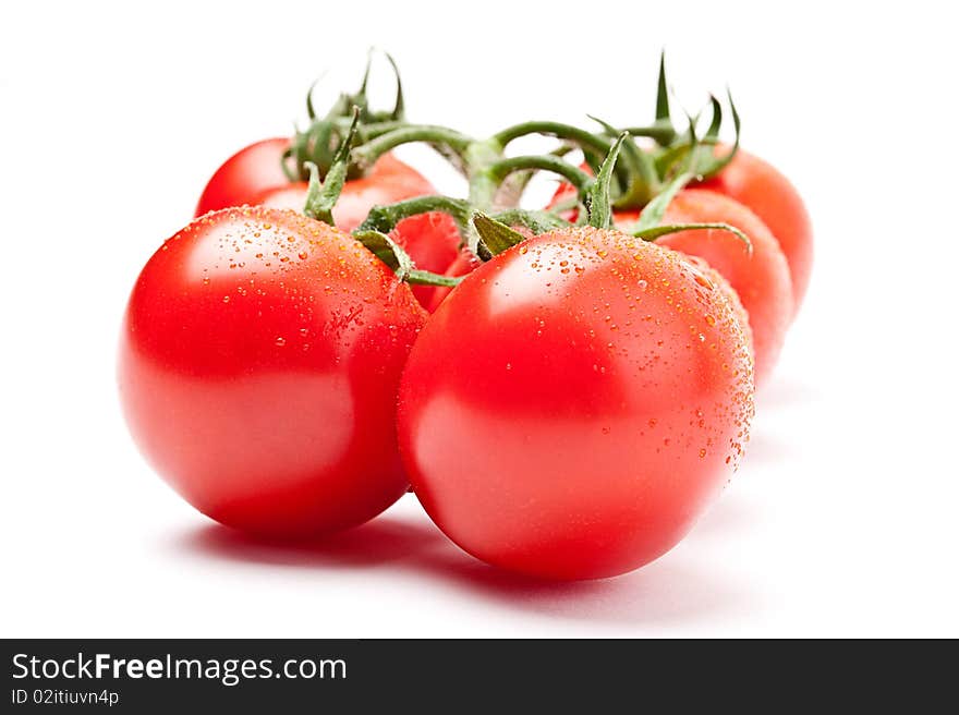 Close-up of fresh tomato on white background. Close-up of fresh tomato on white background