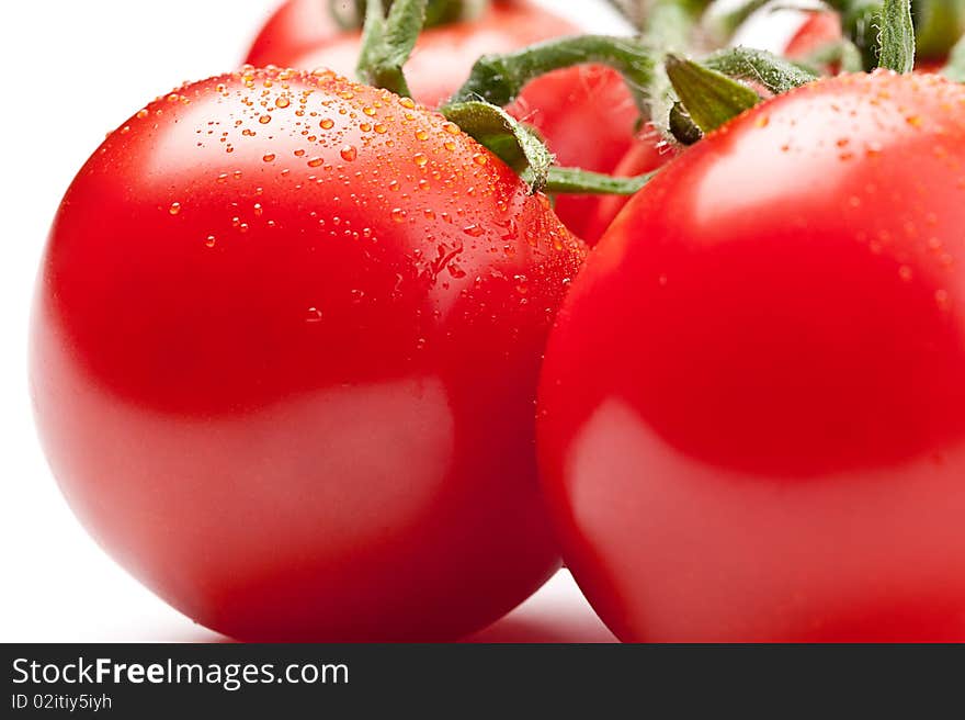 Close-up of fresh tomato on white background. Close-up of fresh tomato on white background