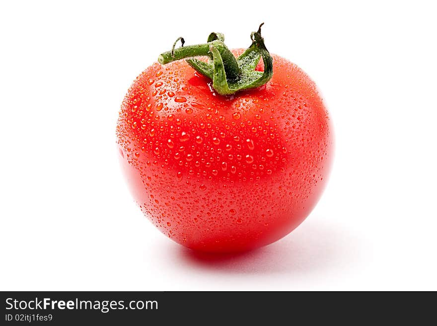 Close-up of fresh tomato on white background. Close-up of fresh tomato on white background