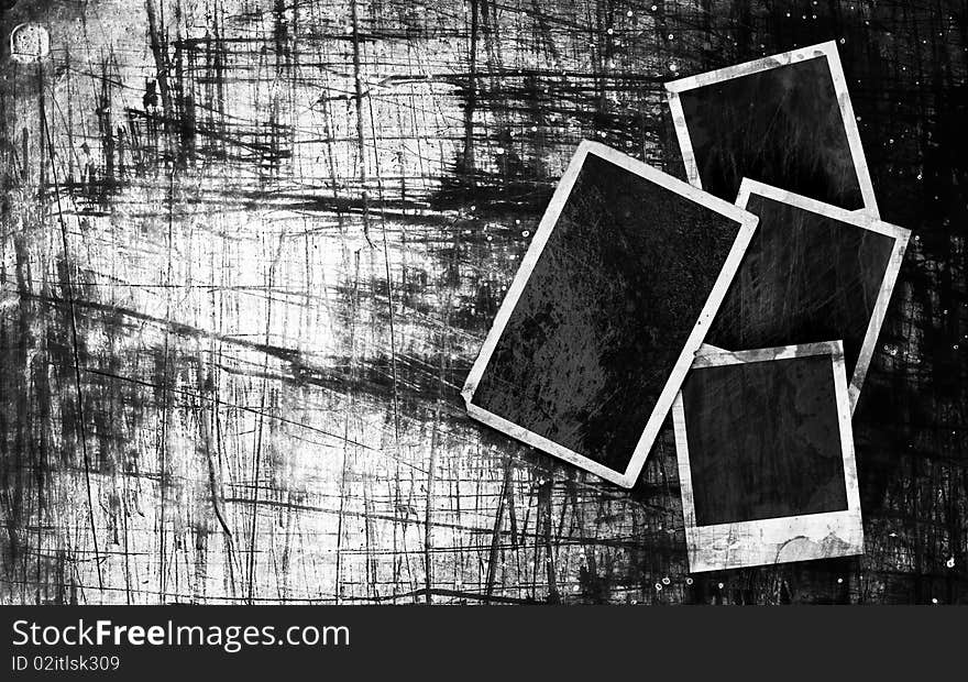 Blank photo frames on grunge background. Blank photo frames on grunge background