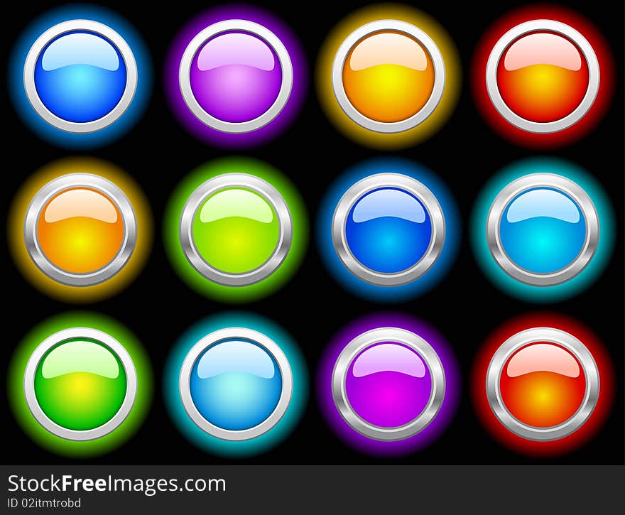 Set of color web shiny buttons. Set of color web shiny buttons