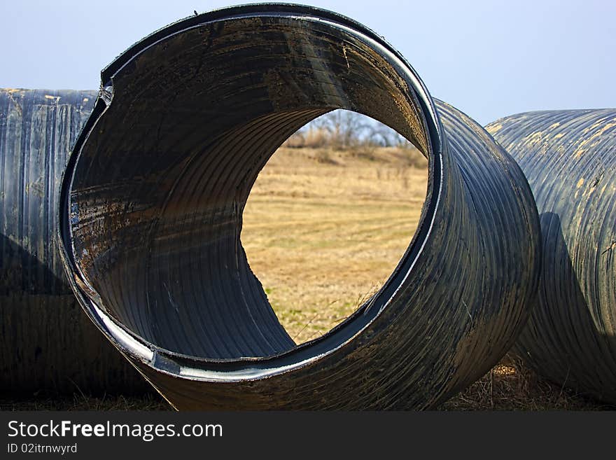 Huge pipes in the field