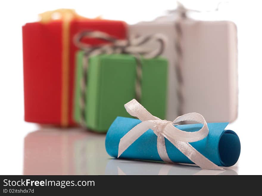 Gifts on white isolated background