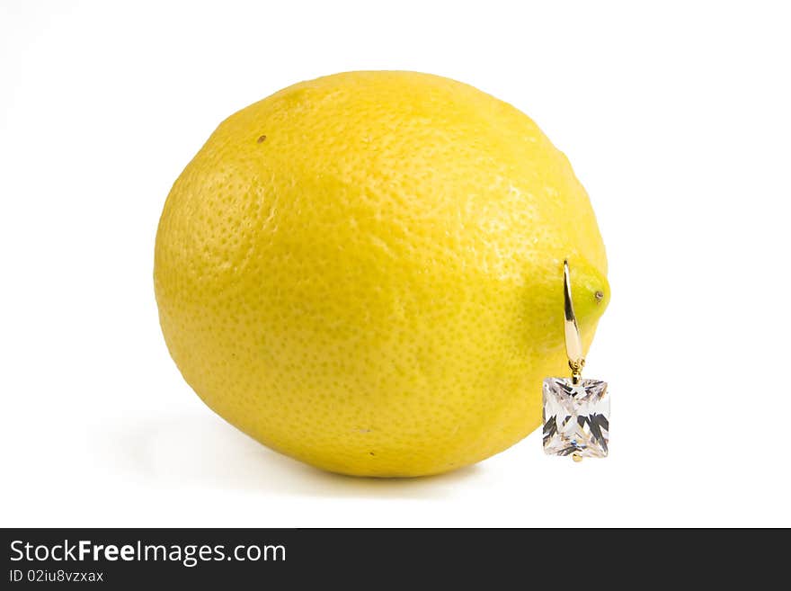 Lemon with diamond earring