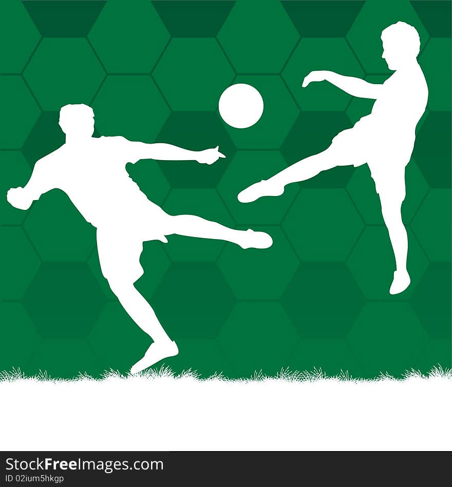 Silhouette of two soccer players