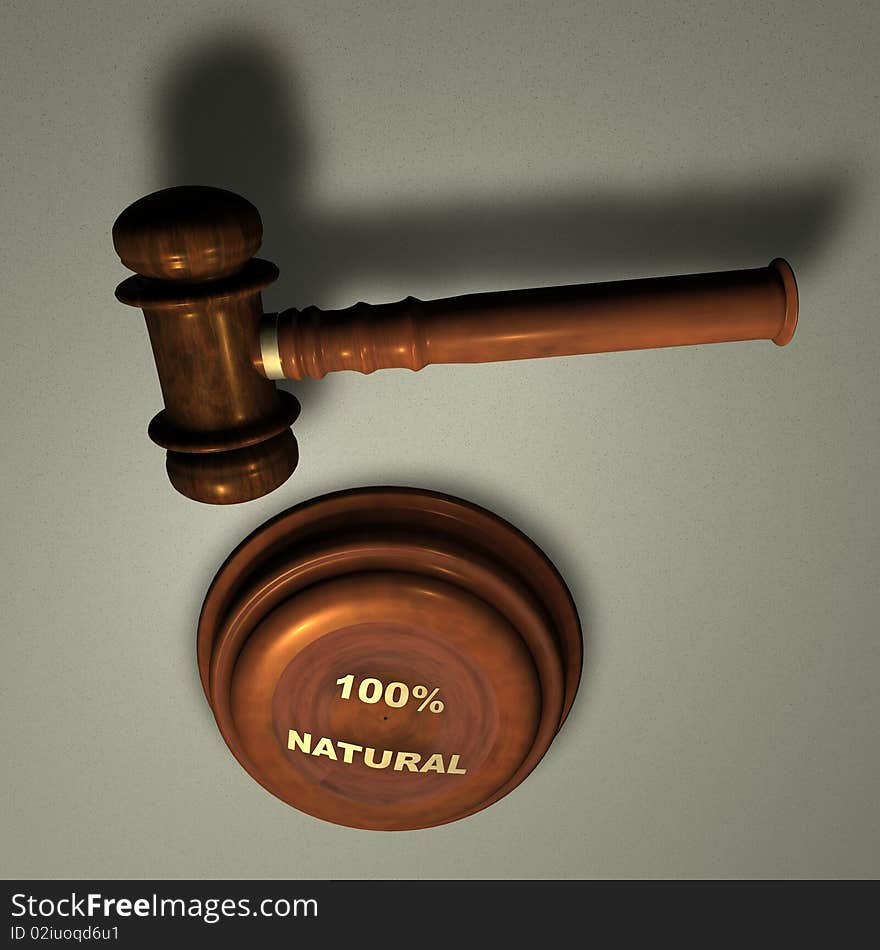 Judge's Wooden Gavel, close up over white. Judge's Wooden Gavel, close up over white