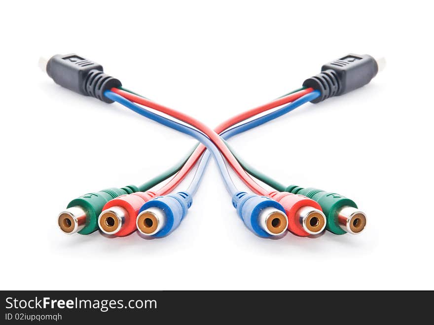 Electric cord with a socket on a white background. Electric cord with a socket on a white background